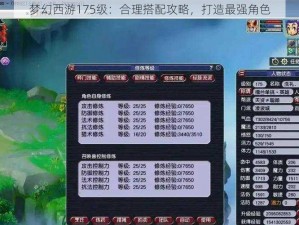 梦幻西游175级：合理搭配攻略，打造最强角色