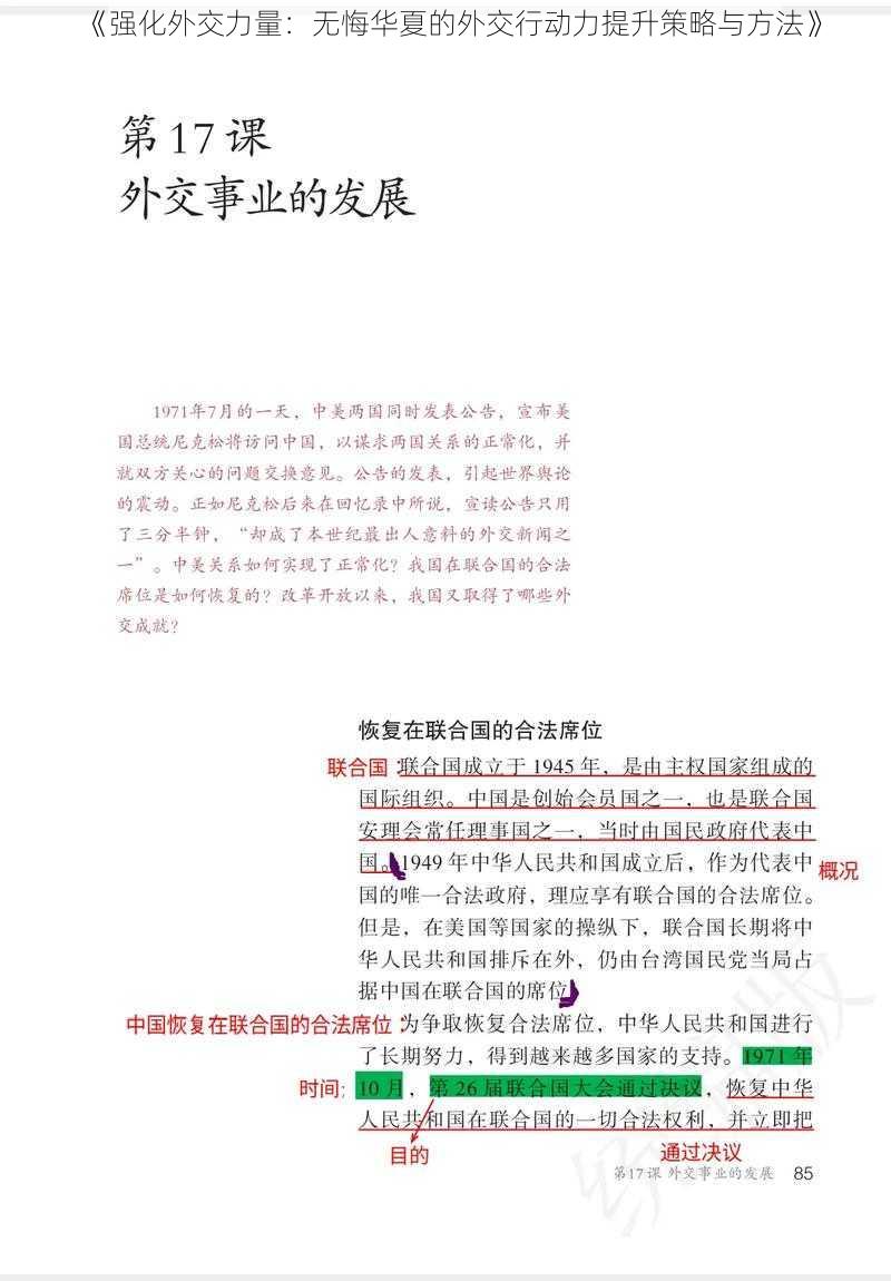 《强化外交力量：无悔华夏的外交行动力提升策略与方法》