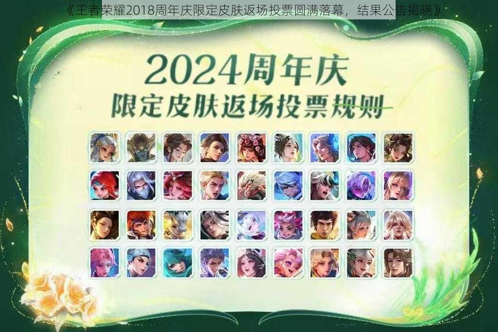 《王者荣耀2018周年庆限定皮肤返场投票圆满落幕，结果公告揭晓》