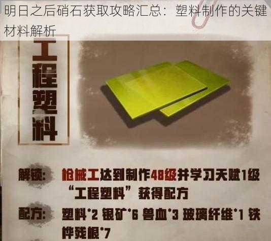 明日之后硝石获取攻略汇总：塑料制作的关键材料解析