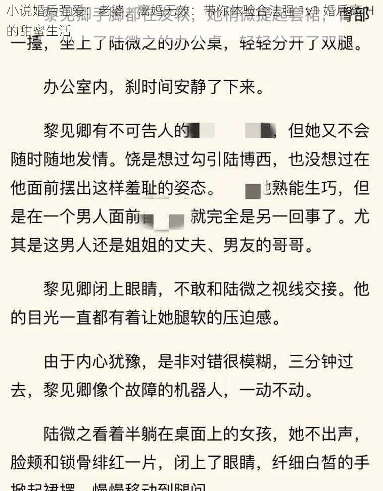 小说婚后强爱：老婆，离婚无效：带你体验合法强 1v1 婚后高 H 的甜蜜生活