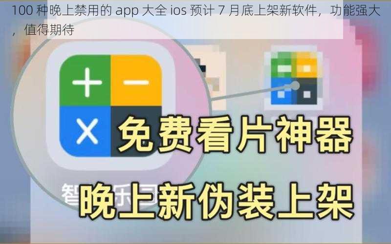 100 种晚上禁用的 app 大全 ios 预计 7 月底上架新软件，功能强大，值得期待