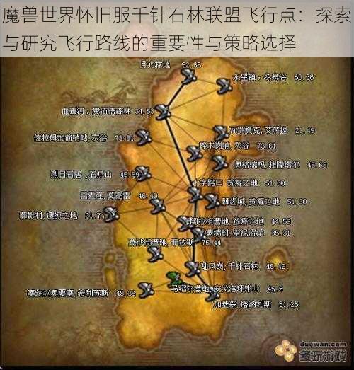 魔兽世界怀旧服千针石林联盟飞行点：探索与研究飞行路线的重要性与策略选择