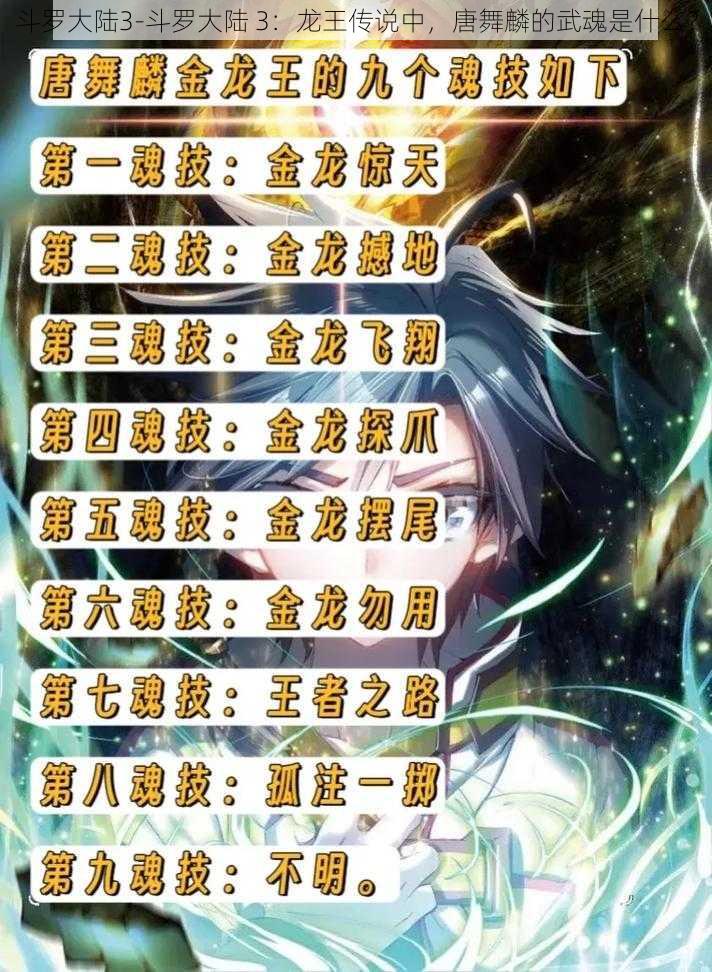 斗罗大陆3-斗罗大陆 3：龙王传说中，唐舞麟的武魂是什么？