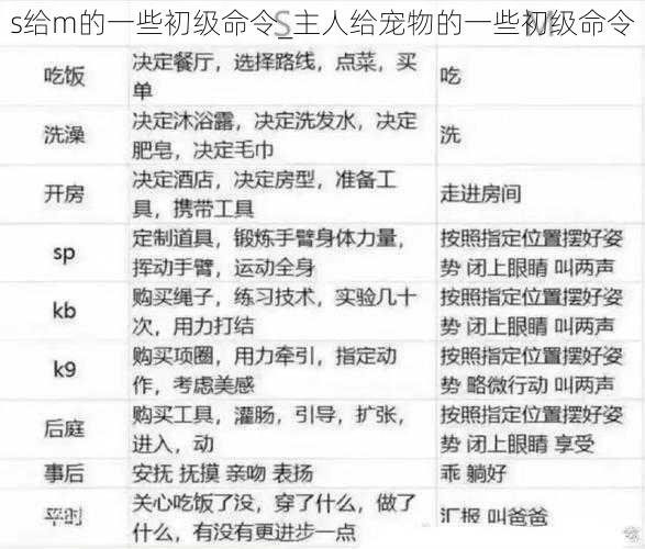 s给m的一些初级命令_主人给宠物的一些初级命令