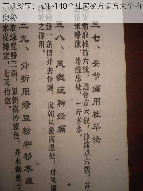 宫廷珍宝：揭秘140个独家秘方偏方大全的奥秘