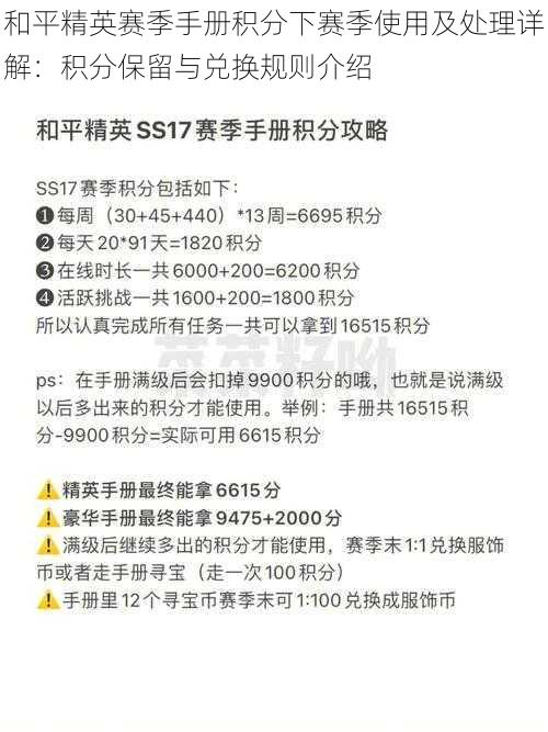 和平精英赛季手册积分下赛季使用及处理详解：积分保留与兑换规则介绍