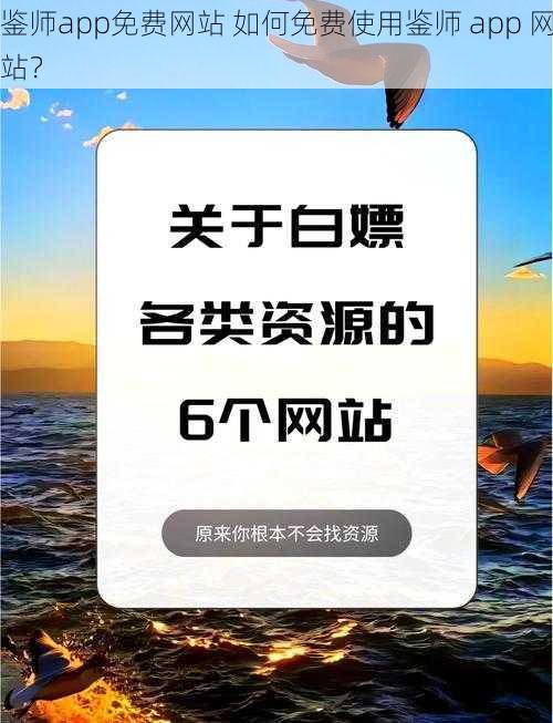 鉴师app免费网站 如何免费使用鉴师 app 网站？