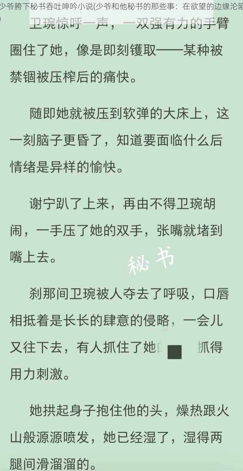 少爷胯下秘书吞吐呻吟小说(少爷和他秘书的那些事：在欲望的边缘沦陷)