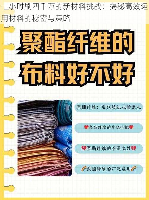 一小时刷四千万的新材料挑战：揭秘高效运用材料的秘密与策略